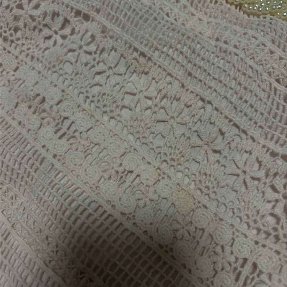 FOUGER USA lace beaded collar top